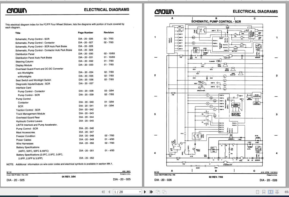 Crown Forklift FC FP Electrical Hydraulic Schematic 2