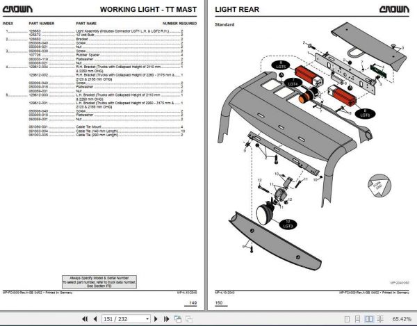 Crown Forklift FC4000 Series Parts Manual 812673 006 3