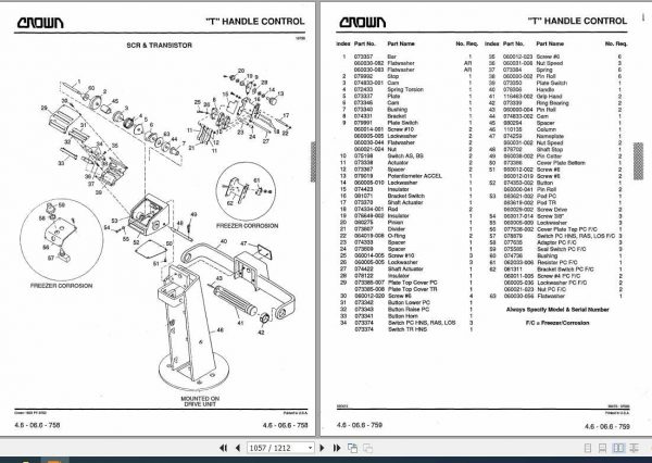 Crown Forklift PC40 60 80 Parts Manual 3