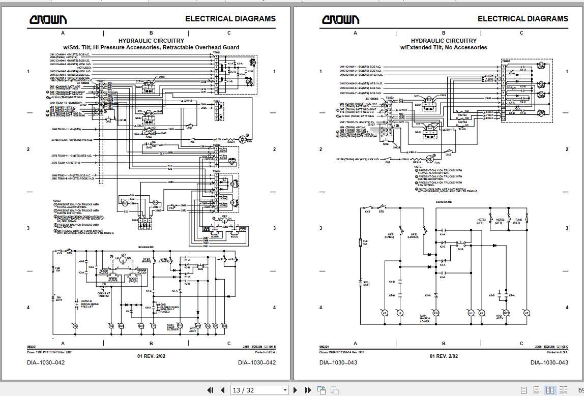 Crown Forklift RC 3000 Electrical Hydraulic Schematic 1