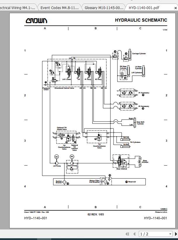 Crown Forklift SC 4500 AC Electrical Hydraulic Schematic 2