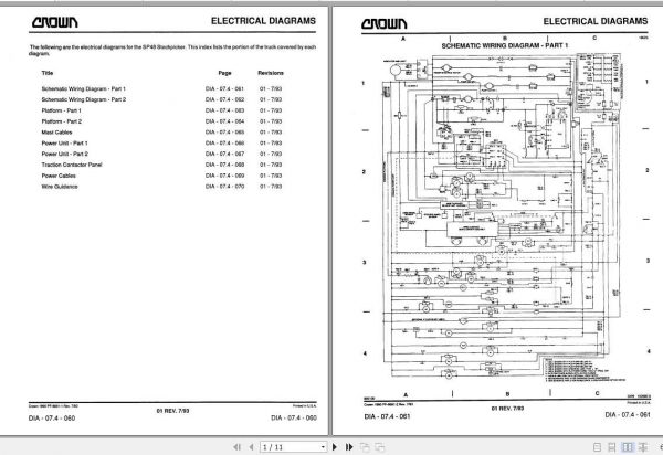 Crown Order Picker 30 SP Electrical Hydraulic Schematic 2