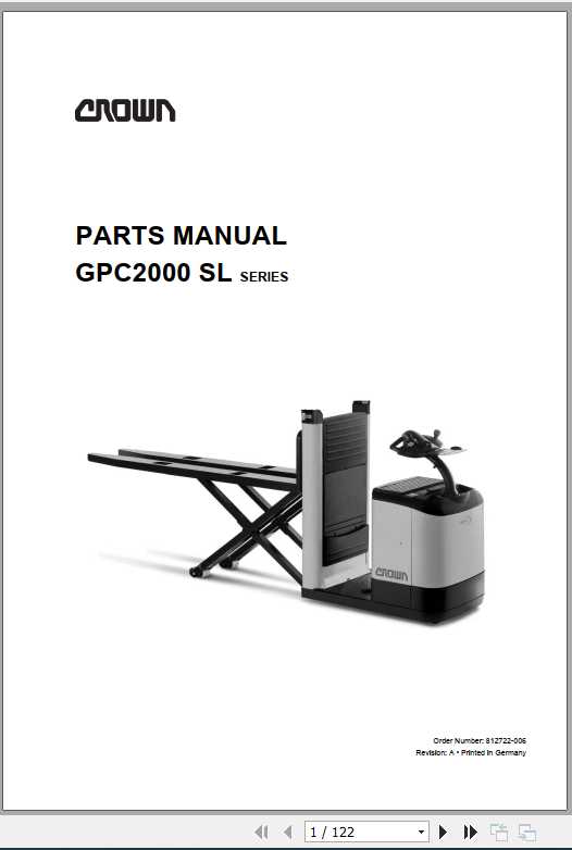 Crown Order Picker GPC 2000SL Series Parts Manual 812722 006 1