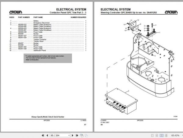 Crown Order Picker GPC2000 Series Parts Manual 812720 006 2