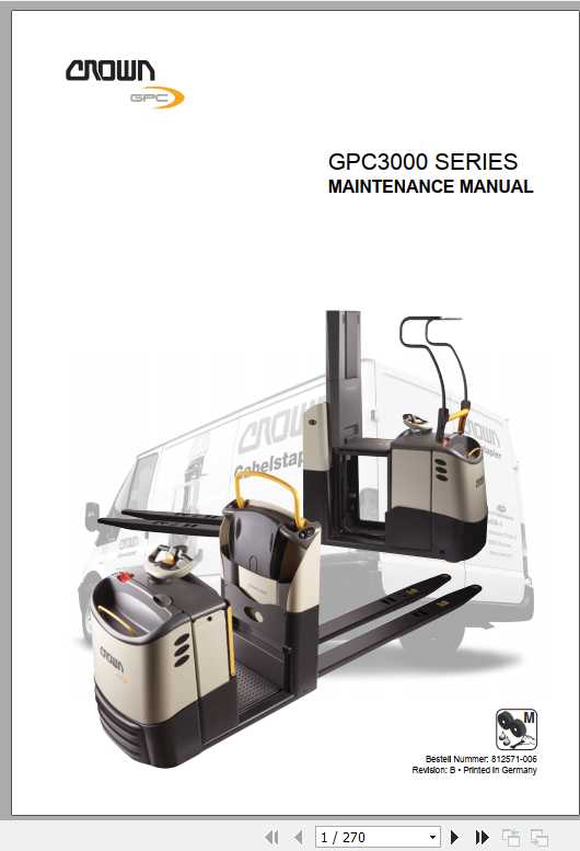 Crown Order Picker GPC3000 Series Maintenance Manual 812571 006 1