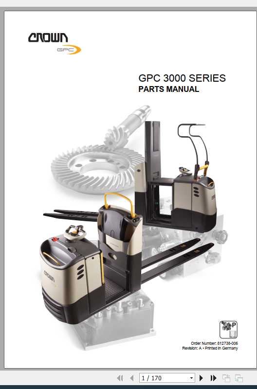 Crown Order Picker GPC3000 Series Parts Manual 812738 006 1