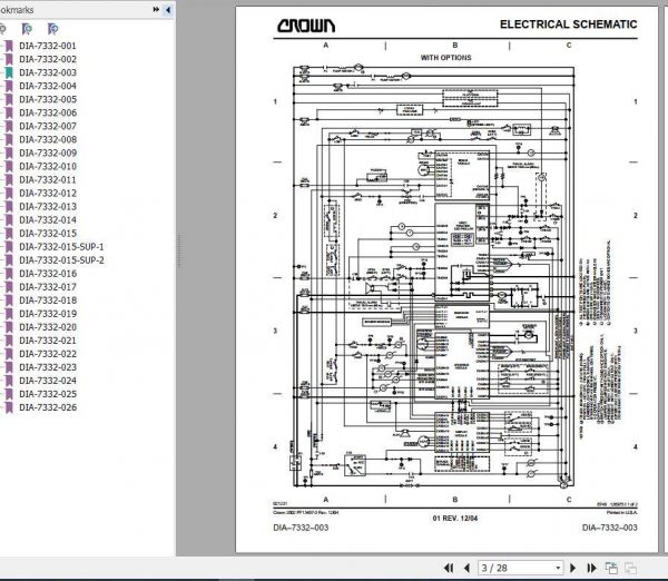Crown Order Picker SP 3200 Electrical Hydraulic Schematic 1