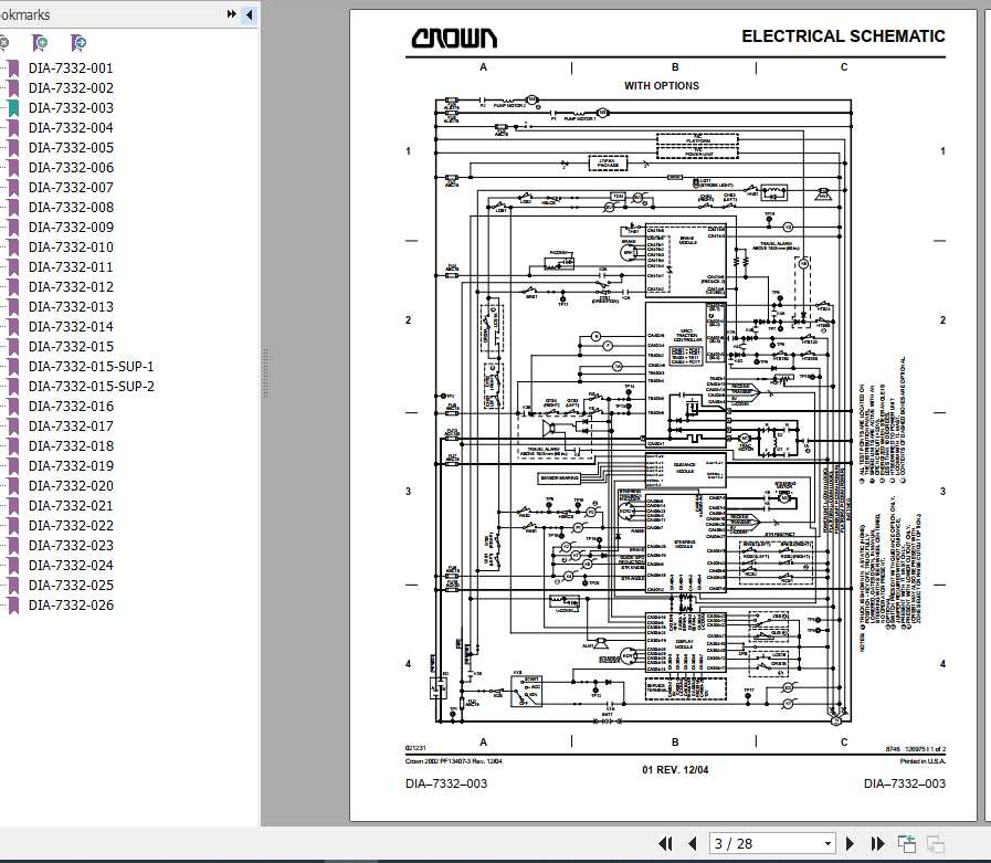 Crown Order Picker SP 3200 Electrical Hydraulic Schematic 1