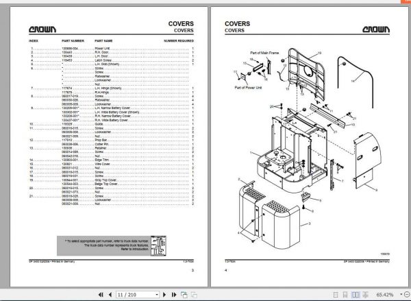 Crown Order Picker SP3400 Series Parts Manual 812727 006 2