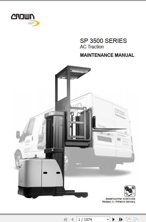 Crown Order Picker SP3500 Series Maintenance Manual 812586 006 1