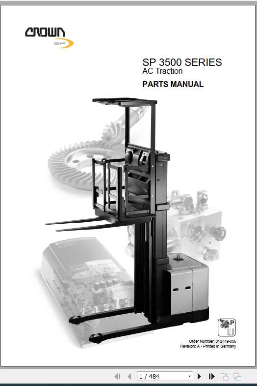 Crown Order Picker SP3500AC Parts Manual 812750 006 1
