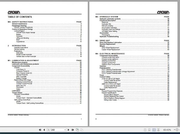 Crown Order Picker WAV50 Series Maintenance Manual 812562 006 2