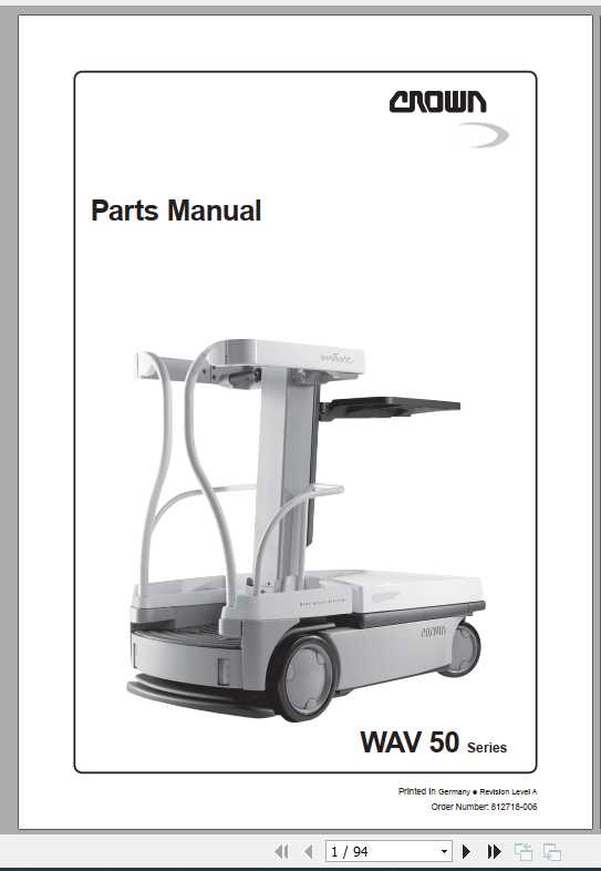 Crown Order Picker WAV50 Series Parts Manual 812718 006 1
