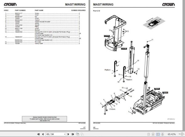 Crown Order Picker WAV50 Series Parts Manual 812718 006 2