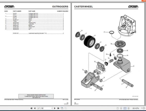 Crown Pallet Stacker ST3000 Series Parts Manual 812708 006 2