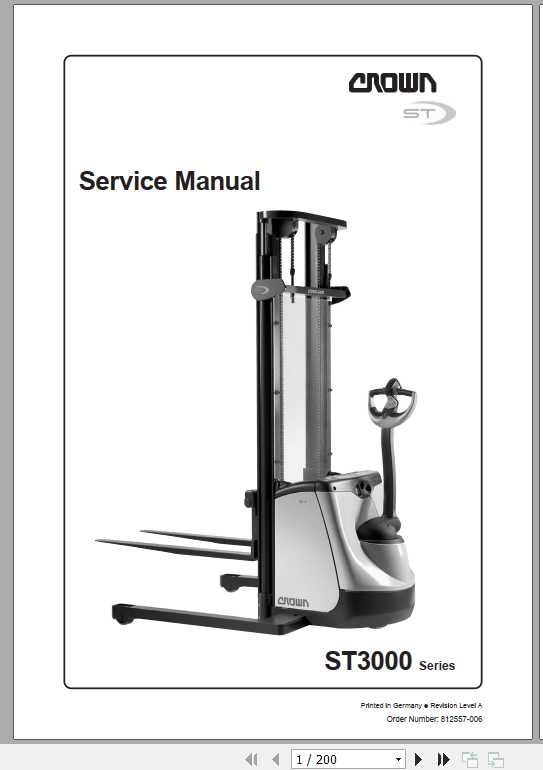 Crown Pallet Stacker ST3000 Series Service Manual 812557 006 1