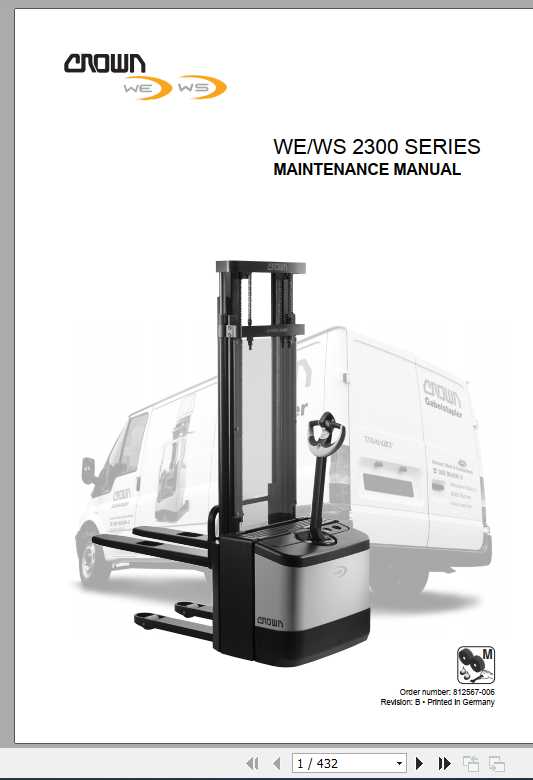 Crown Pallet Stacker WE WS2300 Series Maintenance Manual 812567 006 1