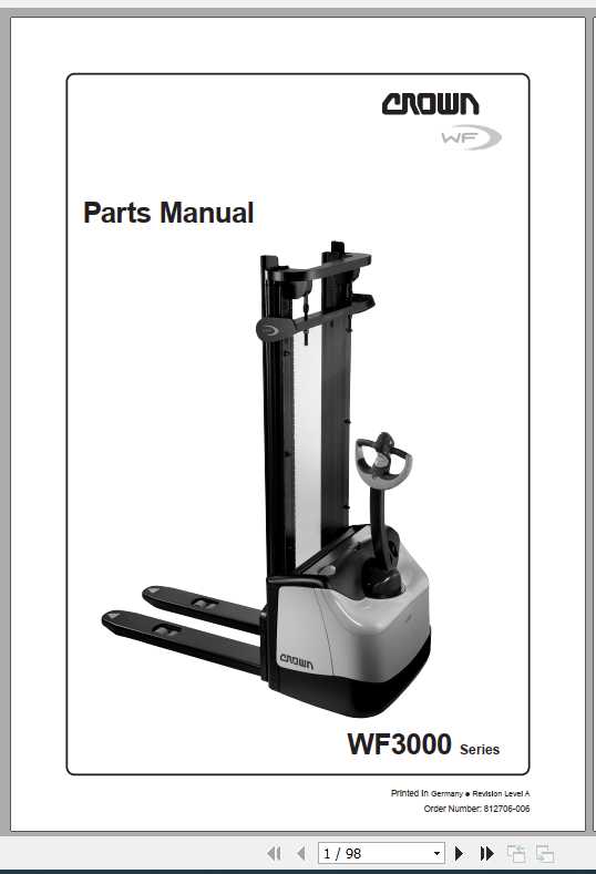 Crown Pallet Stacker WF3000 Series Parts Manual 812706 006 1