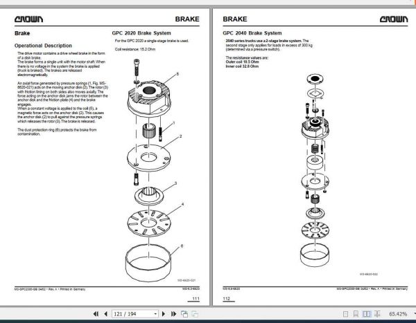 Crown Pallet Truck GPC2000 Series Maintenance Manual 812520 006 3