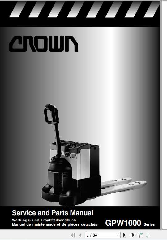 Crown Pallet Truck GPW1000 Series Service Parts Manual 1