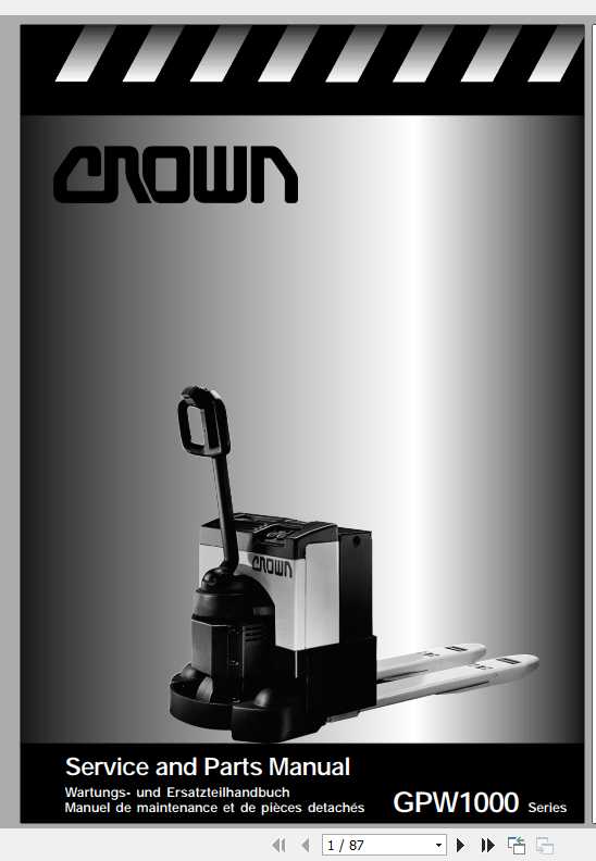 Crown Pallet Truck GPW1000 Series Service and Parts Manual 1