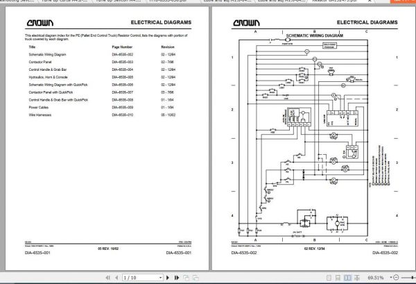 Crown Pallet Truck PE 3000 Electrical Hydraulic Schematic 2