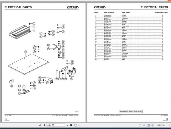 Crown Pallet Truck RT3030 Series Parts Manual 2