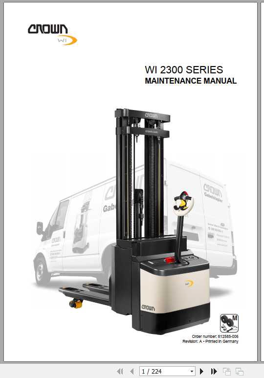 Crown Pallet Truck WI2300 Series Maintenance Manual 812585 006 1