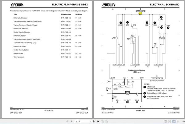 Crown Pallet Truck WP 2000 Electrical Hydraulic Schematic 1