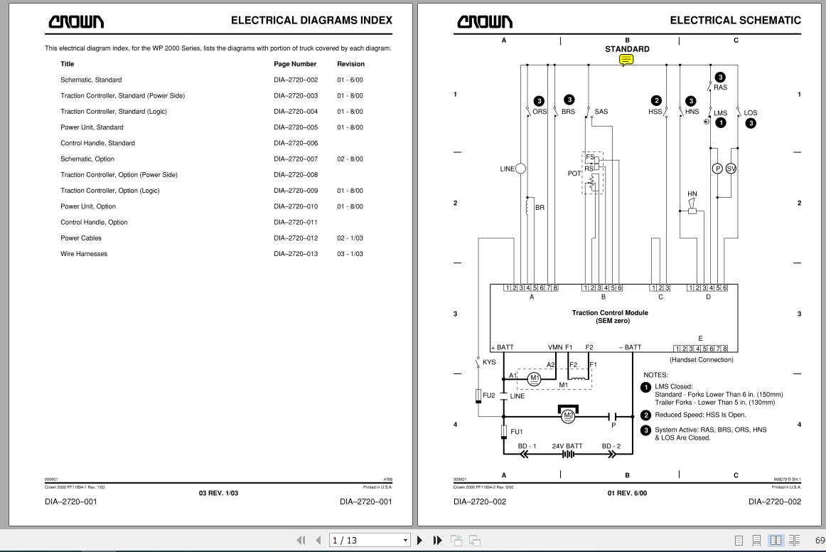 Crown Pallet Truck WP 2000 Electrical Hydraulic Schematic 1