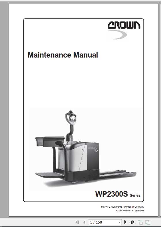 Crown Pallet Truck WP 2300S Series Maintenance Manual 1