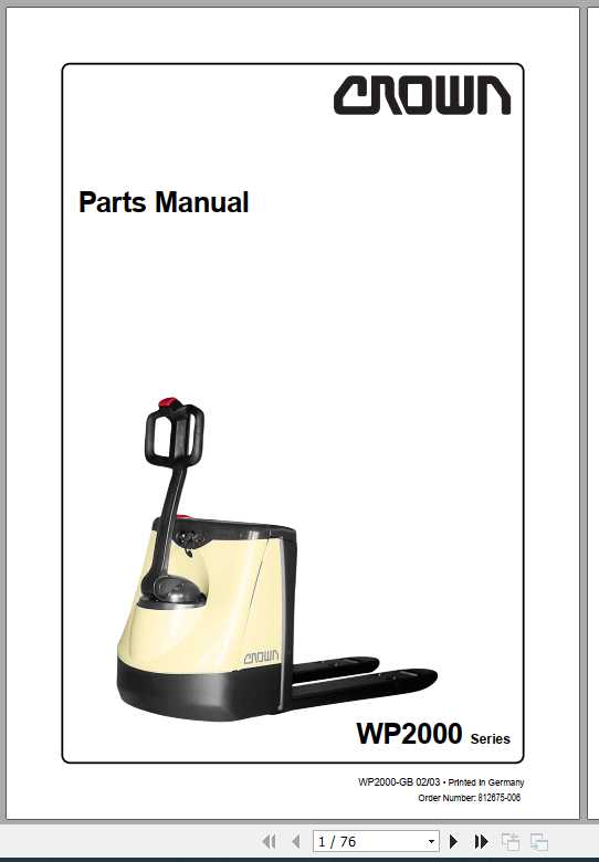 Crown Pallet Truck WP2000 Series Parts Manual 812675 006 3
