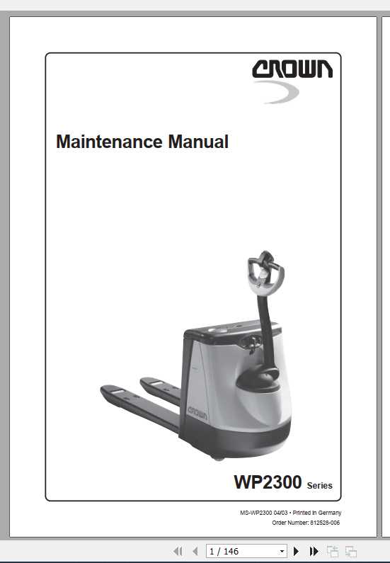 Crown Pallet Truck WP2300 Series Maintenance Manual 812528 006 1