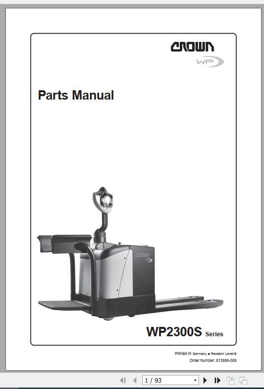 Crown Pallet Truck WP2300S Series Parts Manual 812686 006 1