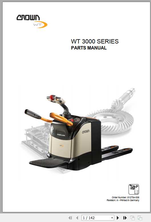 Crown Pallet Truck WT3000 Series Parts Manual 812754 006 1