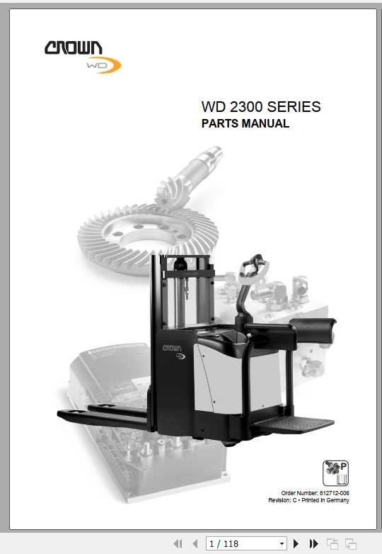 Crown Reach Stacker WD2300 Series Parts Manual 812712 006 1