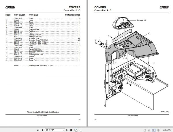 Crown Reach Truck ESR 5000 Series Parts Manual 812746 006 2