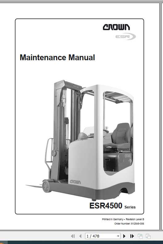 Crown Reach Truck ESR4500 Series Maintenance Manual 812549 006 1