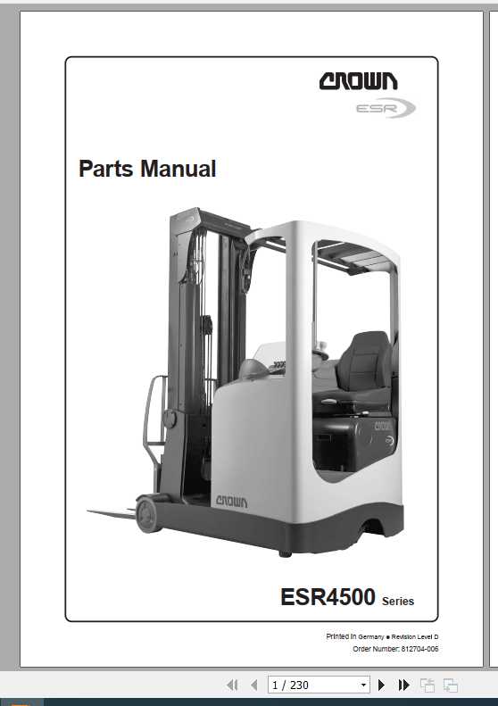 Crown Reach Truck ESR4500 Series Parts Manual 812704 006 1