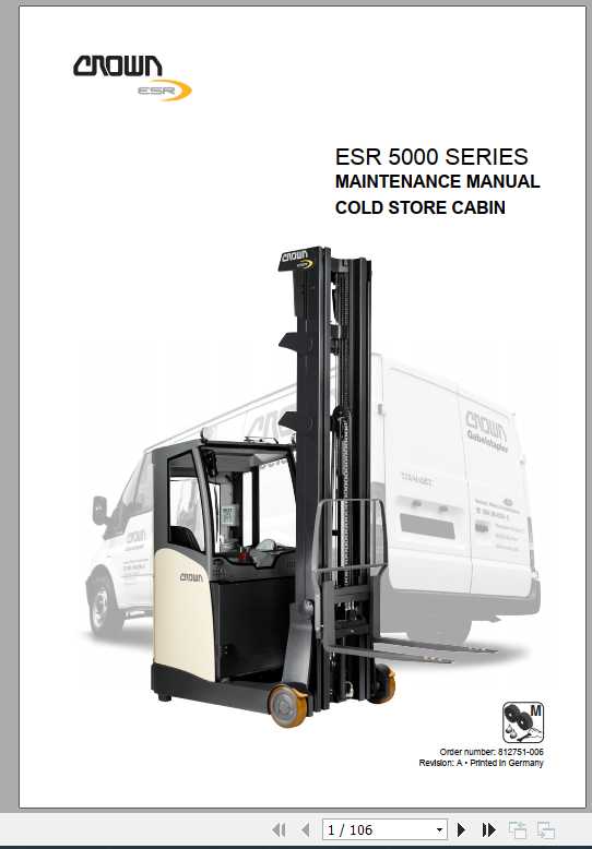 Crown Reach Truck ESR5000 Series Cold Store Cabin Maintenance Manual 812751 006 1