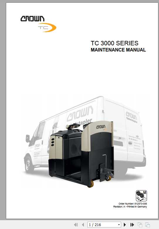 Crown Tow Tractor TC3000 Series Maintenance Manual 812573 006 1