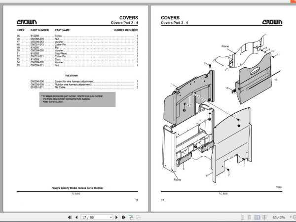 Crown Tow Tractor TC3000 Series Parts Manual 812741 006 2
