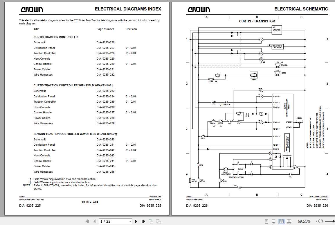 Crown Tow Tractor TR Electrical Hydraulic Schematic 1