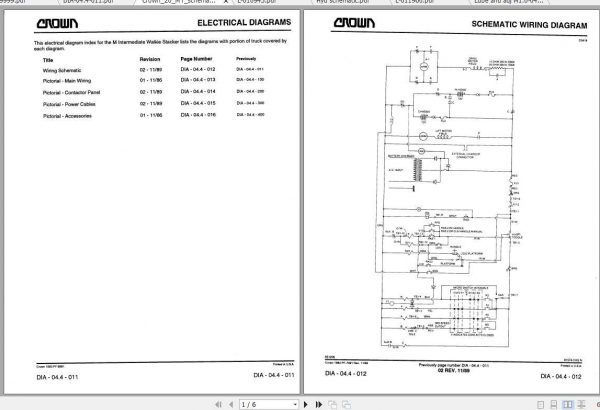 Crown Walkie Straddle 20 MT Electrical Hydraulic Schematic 1