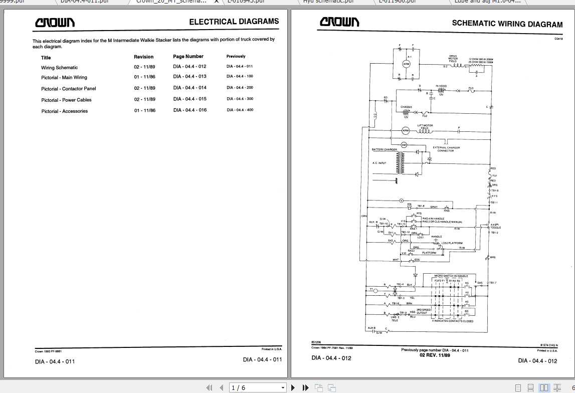 Crown Walkie Straddle 20 MT Electrical Hydraulic Schematic 1
