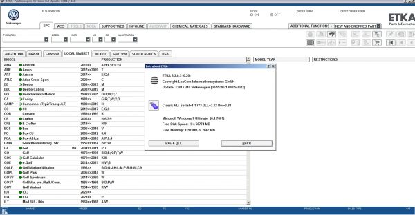 ETKA 8.1 Volkswagen Seat Skoda Audi Commercial Vehicles 01.2021 Parts Catalog 8