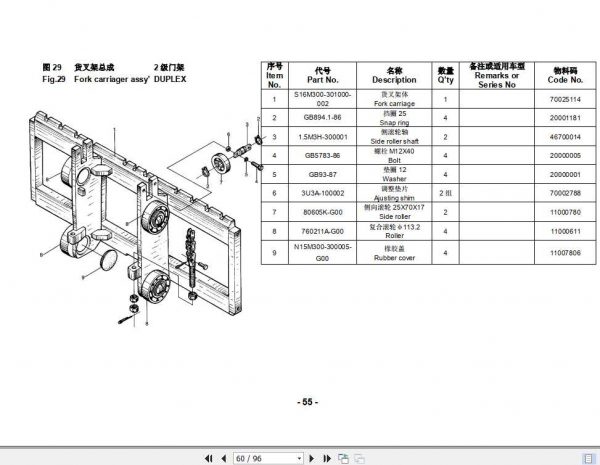 Hangcha Forklift J Series 3 Wheel Electric Parts List 2