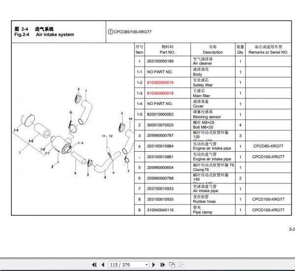 Hangcha Forklift X Series 5t 10t Parts Catalog 2