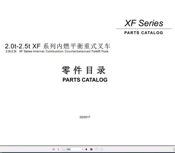 Hangcha Forklift XF Series 2.0 2.5t Parts Catalogue 1