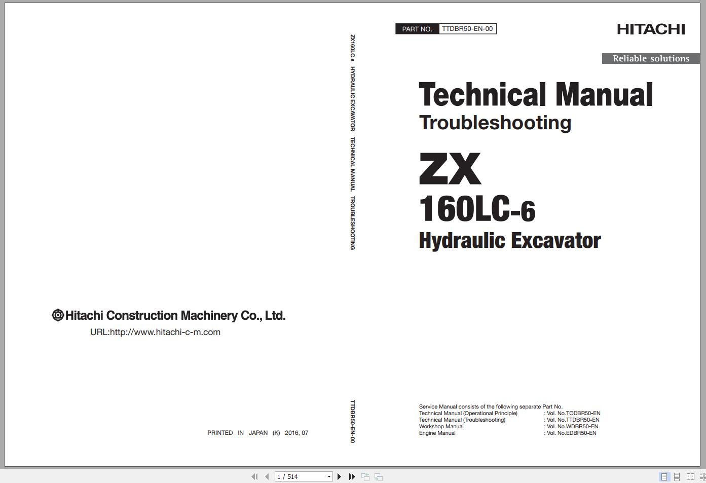 Hitachi Hydraulic Excavator ZX160LC 6 Shop Manuals 2